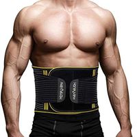 Waist Back Braces Supports Belt, Honeyvie Adjustable Double Pull Lumbar Supports,Breathable Low Back Pain Relief Lumbar Protector,Abdominal Muscle Waist Trainer Wraps with Removable Steel Spring Stays