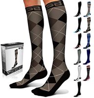 SB SOX Lite Compression Socks (15-20mmHg) for Men & Women - BEST Stockings for Running, Medical, Athletic, Edema, Diabetic, Varicose Veins, Travel, Pregnancy (Dress - Black Argyle, L/XL)