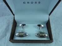 Cross Autocross with Full Grain Bronze Italian Leather and Rhodium Cufflinks