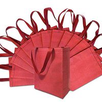 10x5x13" 12 Pcs. Large Metallic Red Reusable Glitter Gift Bags with Handles, Birthday Party Favor Bags Bags for Weddings, Holidays and All Occasions