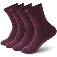 Women's Cotton Diabetic SocksWide Diabetic Socks, Feelwe Thermal Socks Crew Socks Warm Socks for Women Cold Weather, Hiking, Skiing 4 Pairs Black Red Large