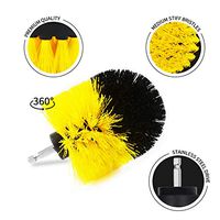 CIICII 3Pcs Drill Brush Set, Medium Bristles Drill Powered Cleaning Brush Attachments - Great for Cleaning Bathtubs, Shower, Sinks, Tiles and Much More (Yellow)