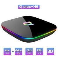 Q Plus Android 9.0 TV Box 6K 4GB Ram 64GB ROM, Allwinner H6 Quad-Core Cortex-A53 CPU 2.4Ghz WiFi Media Box Ultra HD Internet Video Player HDMI DLNA 3D Smart TV Box 6K