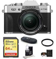 Fujifilm X-T30 Mirrorless Digital Camera w/XF 18-55mm Lens (Silver) Bundle, Includes: SanDisk 64GB Extreme SDXC Memory Card, Card Reader and More