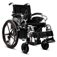 NADAENW Portable Lightweight Foldable Electric Power Wheelchair with Adjustable Armrest and Detachable Foot Pedal