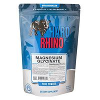 Hard Rhino Magnesium Glycinate Powder, 500 Grams (1.1 Lbs), Unflavored, Lab-Tested, Scoop Included