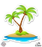 GT Graphics Island with Palm Trees - 12" Vinyl Sticker Waterproof Decal