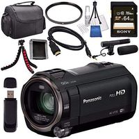 Panasonic HC-V770 HC-V770K Full HD Camcorder + Sony 64GB SDXC Card + 49mm UV Filter + Flexible Tripod + Carrying Case + Memory Card Wallet + Card Reader + Mini HDMI Cable + Condenser Mic Bundle