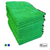 Denali USA Auto 380GSM Ultra Thick Soft Microfiber Detailing Towel/Cloth Set with high Piles&Low Piles on Each Side to Hold diff Functions for auto/car Kitchen wash&Dry,12pack,Green&Blue (Green, 12)