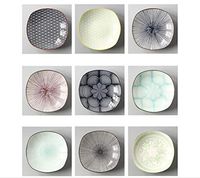 Bjzxz Porcelain Plate Set 8 Inch Ceramic Tableware Restaurant Household Plate Ceramic Dish Square Plate Tableware Gift 9 Pack