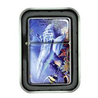 Windproof Refillable Oil Lighter with Tin Gift Box Dolphins Design-008