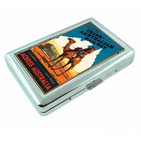 Perfection In Style Metal Silver Cigarette Case Vintage Travel Posters Design 001