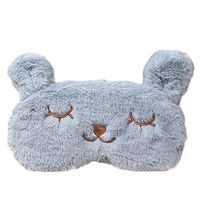 Outflower Cute Plush Rabbit Eye Mask Soft And Comfortable Cartoon Eyeshade Ice Goggles for Women Gray