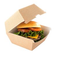 Ripple Wall Burger Box, Hamburger To Go Box, Disposable Take Out Container - Kraft Brown - 4" - 100Ct Box - Restaurantware