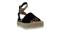 Soda Clip Womens Casual Espadrilles Trim Flatform Studded Wedge (Black-2, Numeric_7)