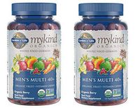 MyKind Organics Men's Multi 40+ Whole Food, Organic Vitamin Chews in Delicious Organic Berry (120 Vegan Gummy Drops) Pack of 2