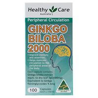 Healthy Care Ginkgo Biloba 2000mg 100 Capsules Australian Made