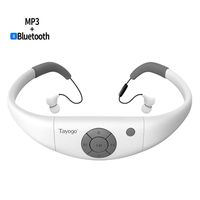 Tayogo 8GB Waterproof MP3 Player, Bluetooth Swimming Headset Underwater 10FT with FM APP Flash Drive for Swimming Running Riding Walking Spa, with Shuffle Feature - White