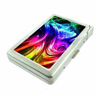 Rainbow Girl Em1 Hip Silver Cigarette Case With Built In Lighter 4.75" X 2.75" Id Holder Metal Wallet RFID Protection