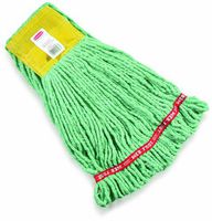 Rubbermaid Commercial Web-Foot Shrinkless Wet Mop, Small, 5-Inch Yellow Headband, Green