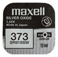 One (1) X Maxell 373 SR916W SB-AJ Silver Oxide Watch Battery 1.55v Blister Packed