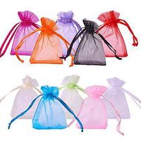 PandaHall Elite About 100 Pcs Mixed Colors Drawstring Organza Gift Bags Wedding Party Candy Favor Bags Jewelry Pouches Wrap 2x2.8 Inches