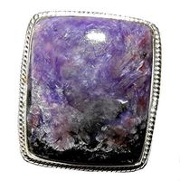 Charoite Ring 09 Large Natural Spiritual Healing Crystal Energy Size 7.5 (Gift Box)