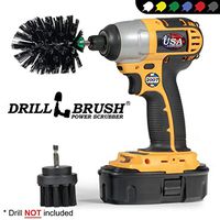 BBQ Grill Cleaning 2 Piece Mini Size Black Ultra Stiff Rotary Cleaning Drill Brushes Used for Lodge Fireplaces, Furnaces, Baked-on Food, and Industrial Applications by Drillbrush