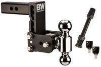 B&W Hitches TS10037B Tow & Stow Model 8 5-5.5" Adjustable Dual Ball Mount Hitch and 5/8" Black Receiver Hitch Lock