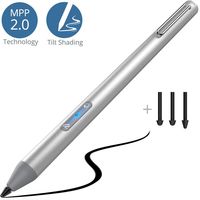 Surface Pen, Microsoft Certified Tilt Shadow(MPP2.0) with 4096 Pressure Sensitivity Surface Pro Pen, 150-Hour Working Rechargeable Surface Stylus for Surface Pro Series/Book/Studio/Go/Laptop(Silver)