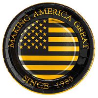 Crisky 40th Birthday Plates Black and Gold Dessert, Buffet, Cake, Lunch, Dinner Plates for 40th Birthday Decorations Party Supplies, Making America Great Since 1980. 50 Count, 9" Plate