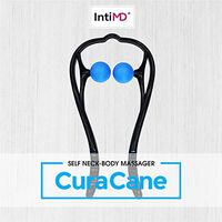 CuraCane Handheld Massager Neck, Back, Shoulders Knees by IntiMD | Тrigger Point Occipital Massage Stick Tool with Balls for Self Muscle Deep Tissue Massage, Relaxation, Tension Relief ● Lightweight
