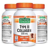 Botanic Choice Type II Collagen Tablets - Adult Daily Supplements - Helps Replenish Collagen Supports Joint and Bone Function Promotes Healthier Looking Skin and Hair for a More Youthful Appearance