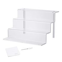NIUBEE Acrylic Riser Display Shelf for Amiibo Funko POP Figures, Cupcakes Stand for Table, Cabinet, Countertops - 4-Tier, Clear