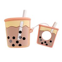 NANTE Accessories Cover Case Milk Tea Design with Key Ring for AirPods 2 & 1 Anti-fall Skin Protective Earphones Charger Covers (Orange)