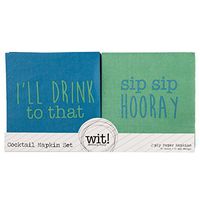 Wit Gifts WT102008 Napkin Set, Drink/Hooray