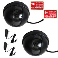 VideoSecu 2 Pack CCTV Home Surveillance Dome Security Cameras 1/3" Color CCD 3.6mm Wide View Angle Lens 420TVL with Power Supplies and Security Warning Stickers CBY
