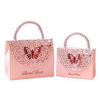 Kxtffeect 50Pcs Laser Cut Flower Wedding Favor Boxes, Favors Butterfly Gift Bags for Party Birthday Baby Shower (Pink, Small)