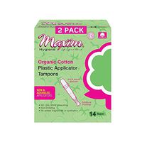 Maxim Organic Cotton Tampons, BPA Free Plastic Applicator Tampon, SUP, 28ct, No Chlorine/Dioxin/Chemical, FDA/ICEA Approved, Organic Natural Tampons, Easy to Use Applicator, Organic Super Tampons