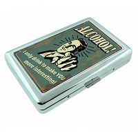 Perfection In Style Metal Silver Cigarette Case Vintage Drinking Ads Design 001