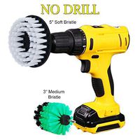 HIFROM Drill Brush - 3in + 5in Soft Medium Bristle Scrub Attachments Cleaning Kit for Bathroom Shower Tile Grout Carpet Tires Boats Kitchen Marble(Pack of 2)