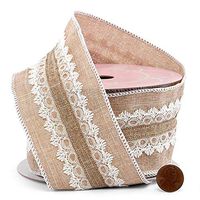 Vintage Lace & Burlap Wedding Ribbon - 2 1/2" x 10 Yards, Christmas, Easter, Rustic Wedding Decor, Birthday, Mother's Day, Valentine's Day, Reception, Anniversary, Graduation