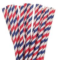 Red, White and Blue Striped Paper Straws (50)