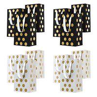 Eco Works Inc. 12 Birthday Gift Bags - Party Gift Bags Assorted Colors with Handles - Polka Dot Gift Bags in Bulk 230g Bags with Metal Eyelets and Cardboard Padding on Bottom. (2 Colors)