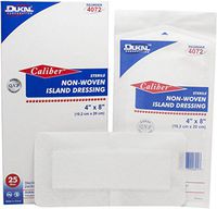 (CASE Discounts) Dukal Caliber Island Wound Dressing 4" x 8" Sterile (Item #4072) - 4 Cases of 100 Dressings (16 Boxes of 25 Dressings - Total = 400 Dressings)