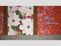 White Poinsettia Happy Holidays Note Cards w/ Envelopes - Set of 5