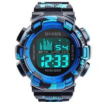 Fxbar, Men Sport Watch LED Screen Automatic Watch Analog Quartz Alarm Date Sports Wrist Watch(B)