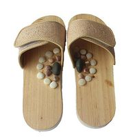Natural Pebbles Foot End Acupoint Health Massage Shoes Home With Slippers , beige , 44