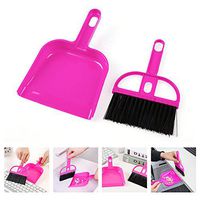 YOUDirect Broom Brush Dustpan Set, Mini 2 in 1 Whisk Broom + Dustpan Brush Tiny Pet Waste Shovels Cleaning Tools for Pets Office Home Desk Computer Keyboard Kitchen Car Gap (Rose Red)