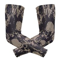 ZZKKO Skull Cooling Arm Sleeves Cover Uv Sun Protection for Men Women Running Golf Cycling Arm Warmer Sleeves 1 Pair